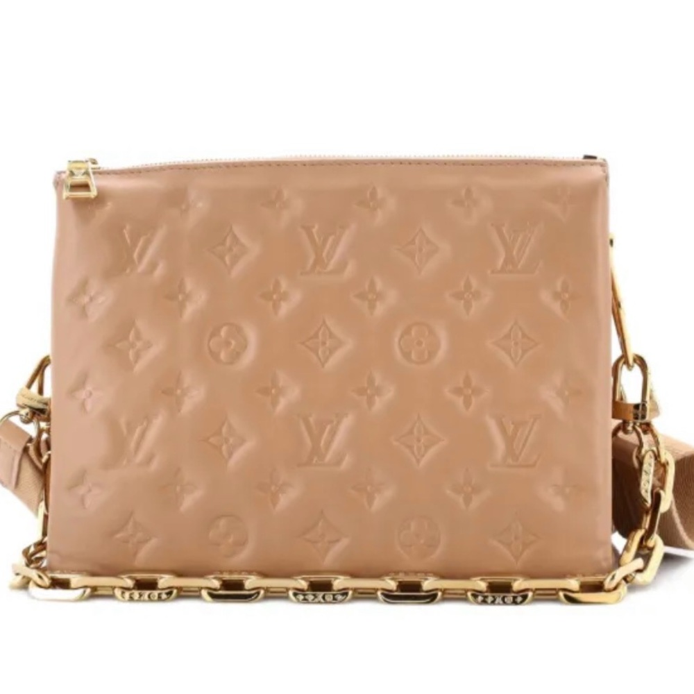 Louis Vuitton coussin crossbody bag. Luxury Tan Designer Shoulder Bag